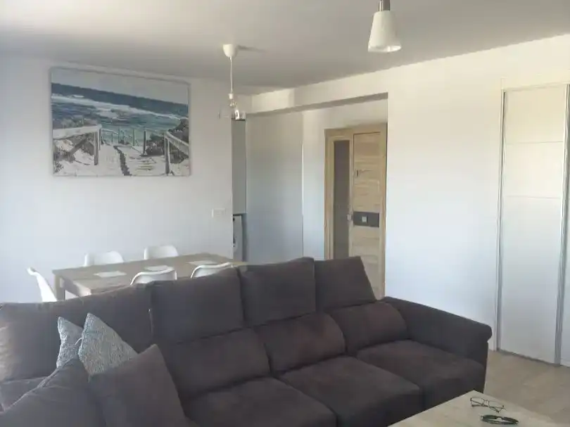 Sala d'estar de Àtic de lloguer en Santa Pola amb Aire condicionat, Piscina i Balcó