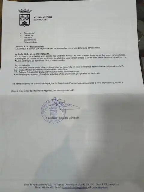 Parking of Industrial land for sale in Vegadeo