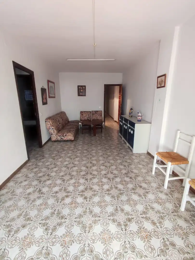Living room of Flat for sale in Plasencia  with Heating, Terrace and Furnished