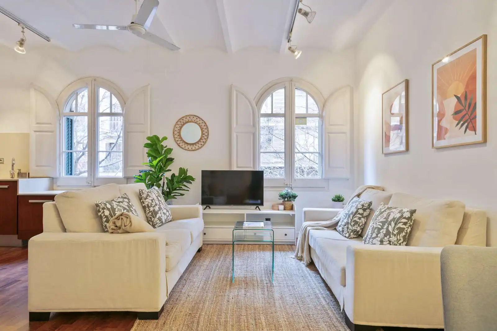Living room of Apartments for share in  Barcelona Capital  with Air Conditioner, Heating and Terrace