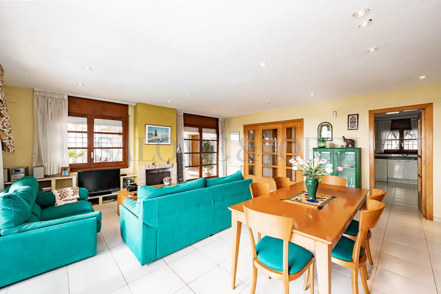 Wohnzimmer von Einfamilien-Reihenhaus zum Verkauf in Sant Andreu de Llavaneres mit Heizung, Privatgarten und Parkett