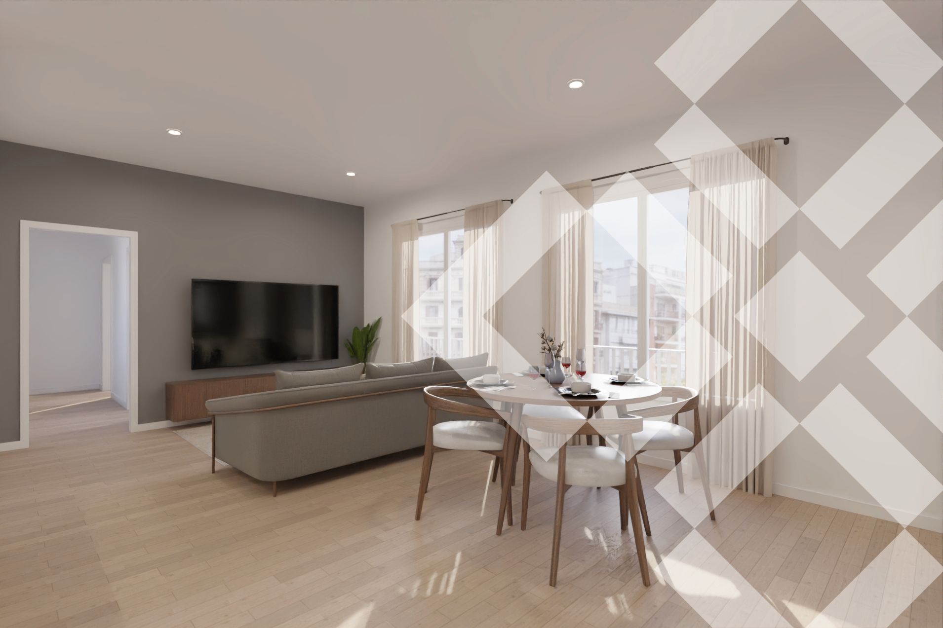 Sala de estar de Piso en venta en  Barcelona Capital con Aire acondicionado, Calefacción y Parquet