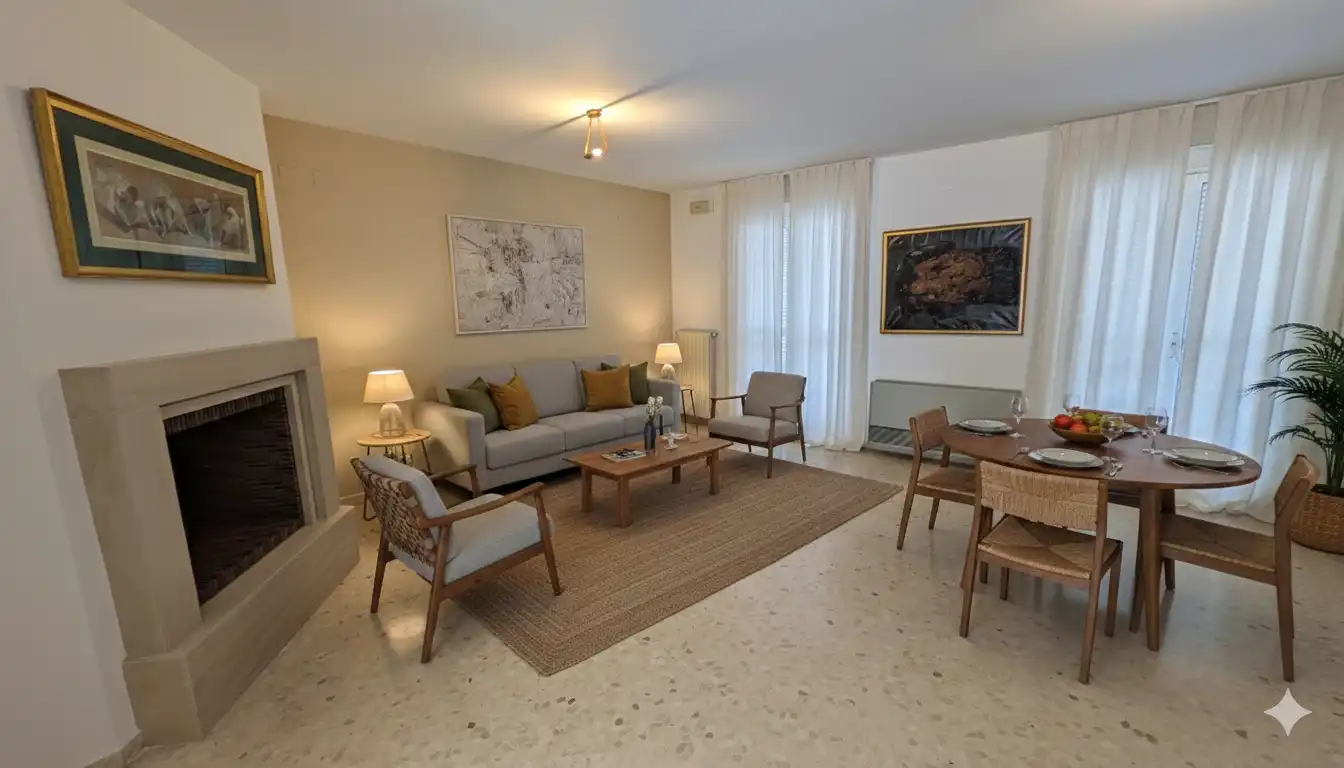 Wohnzimmer von Einfamilien-Reihenhaus zum Verkauf in Rocafort mit Klimaanlage, Heizung und Privatgarten