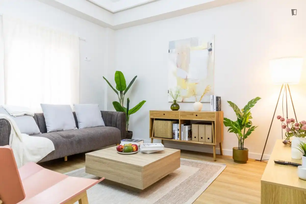 Sala de estar de Apartamento para compartir en Madrid con Calefacción, Amueblado y Horno