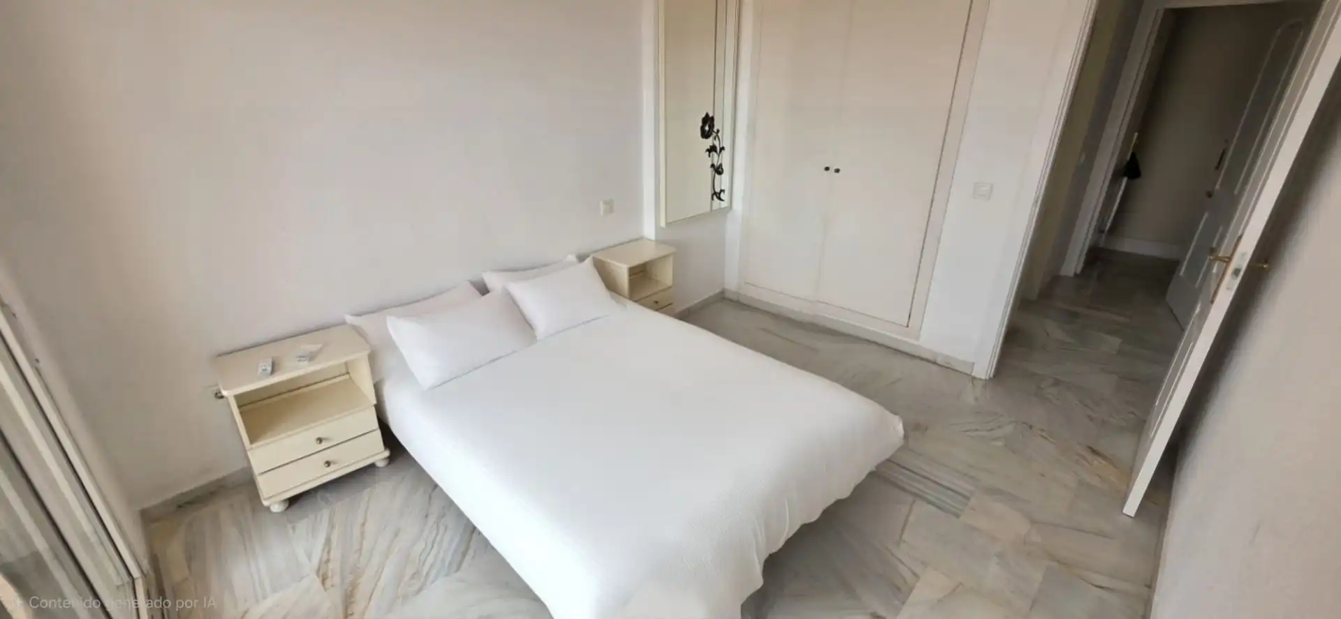 Dormitori de Apartament de lloguer en Benalmádena amb Terrassa i Piscina comunitària