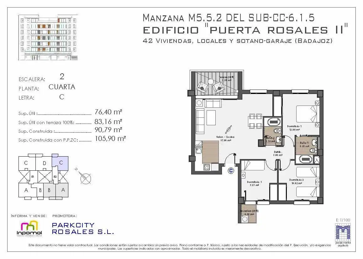 Flat for sale in Badajoz Capital  with Air Conditioner, Private garden and Terrace