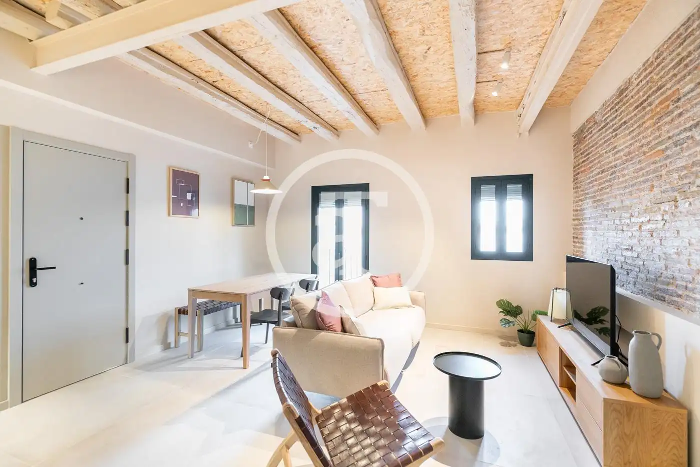 Sala d'estar de Pis de lloguer en  Barcelona Capital amb Aire condicionat, Calefacció i Moblat