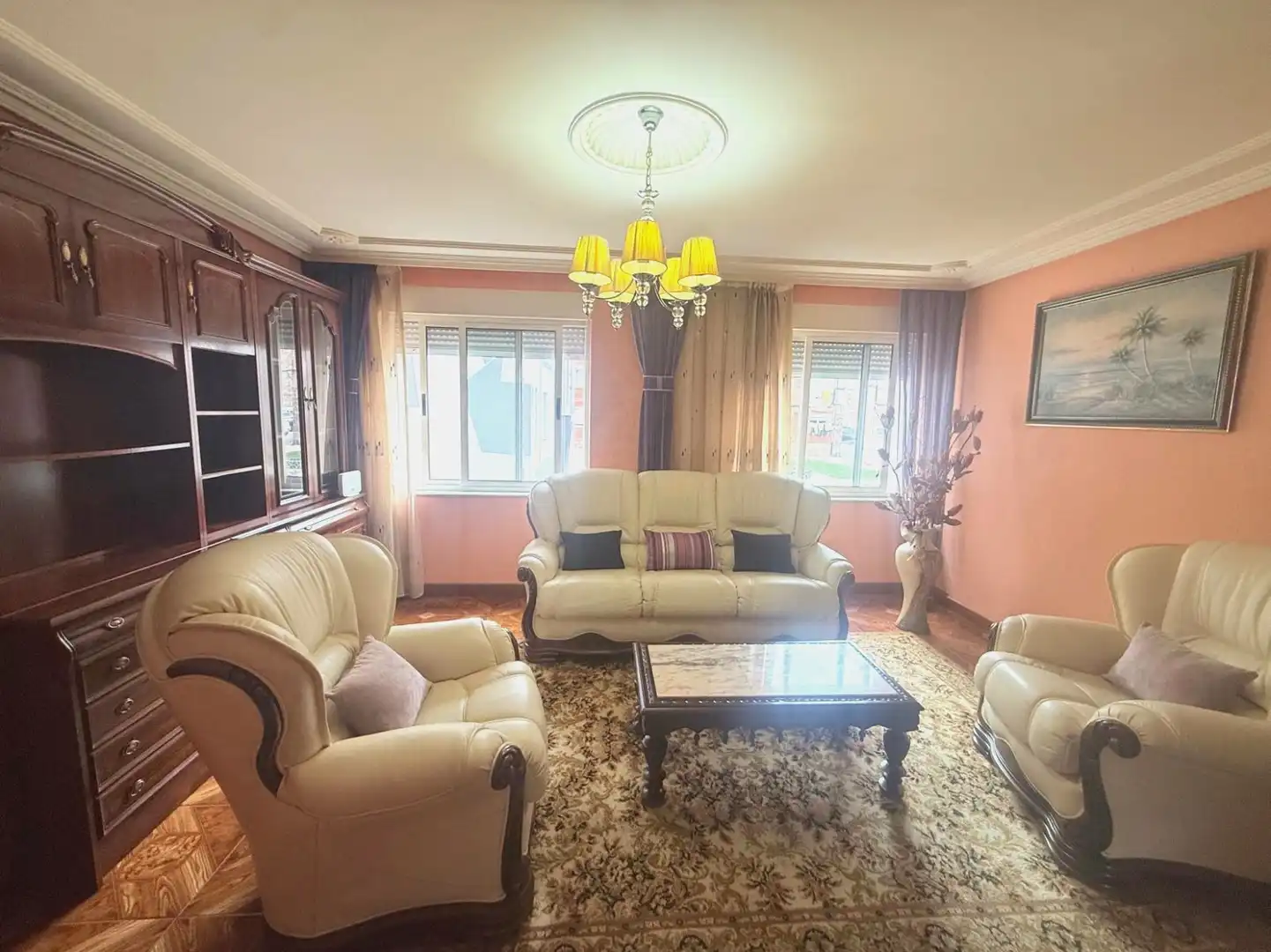 Living room of Flat for sale in Avilés  with Private garden, Parquet flooring and Furnished