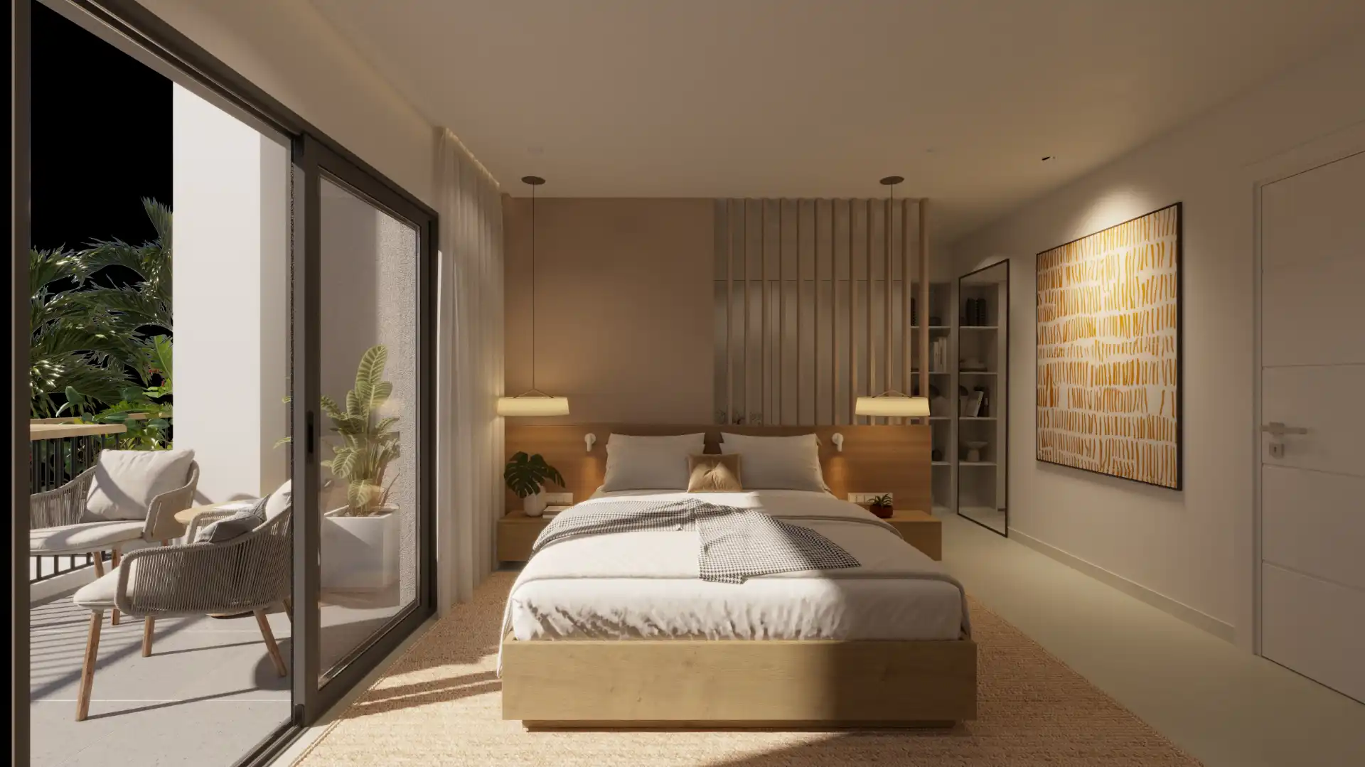 Schlafzimmer von Maisonette zum Verkauf in San Miguel de Abona mit Klimaanlage, Privatgarten und Terrasse