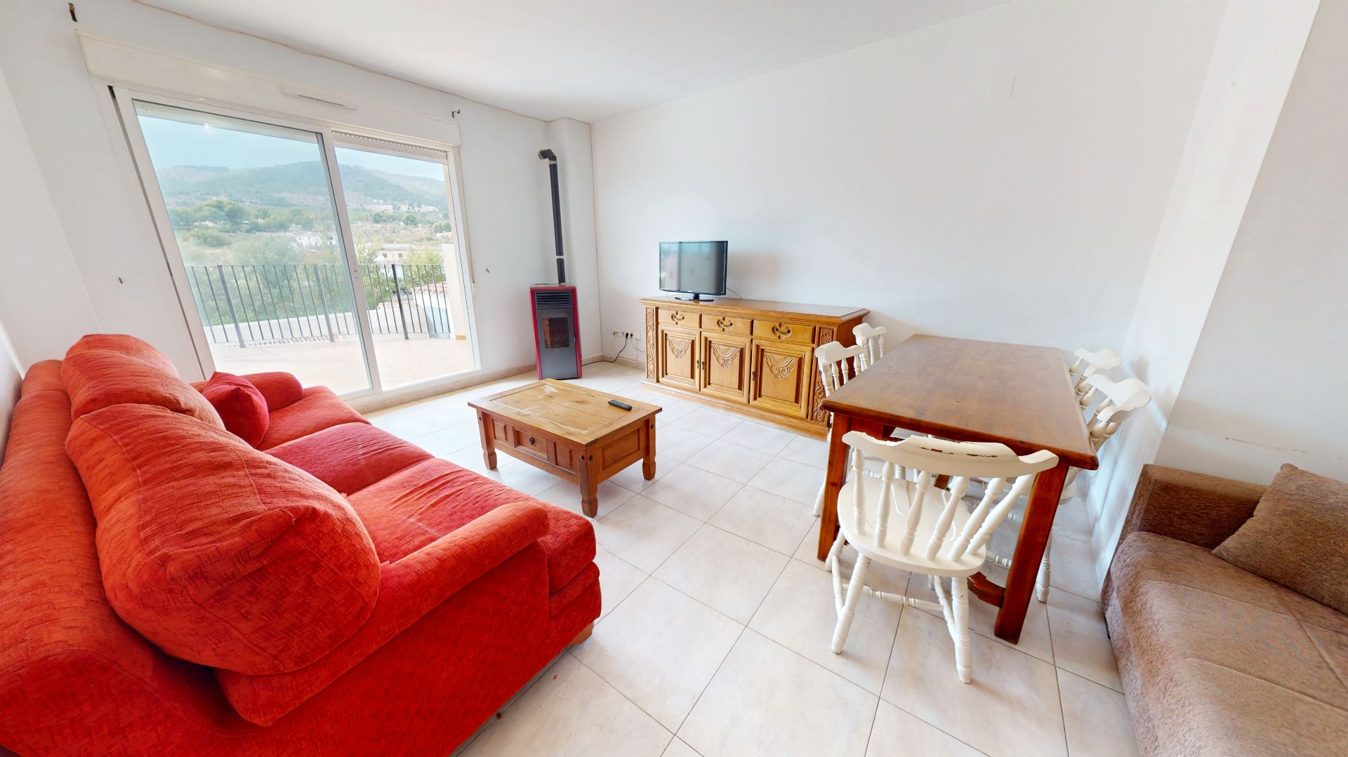 Wohnzimmer von Wohnung zum verkauf in Torremanzanas / La Torre de les Maçanes mit Terrasse, Schwimmbad und Möbliert