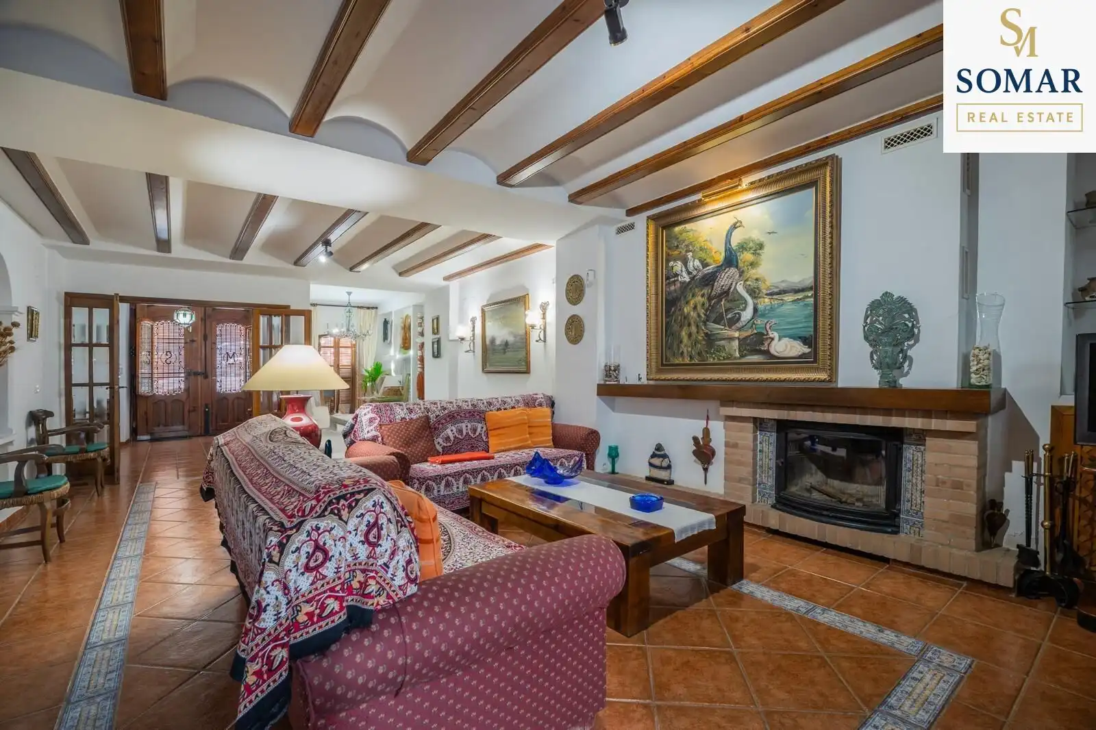 Sala d'estar de Finca rústica en venda en Mogente / Moixent amb Jardí privat, Terrassa i Piscina