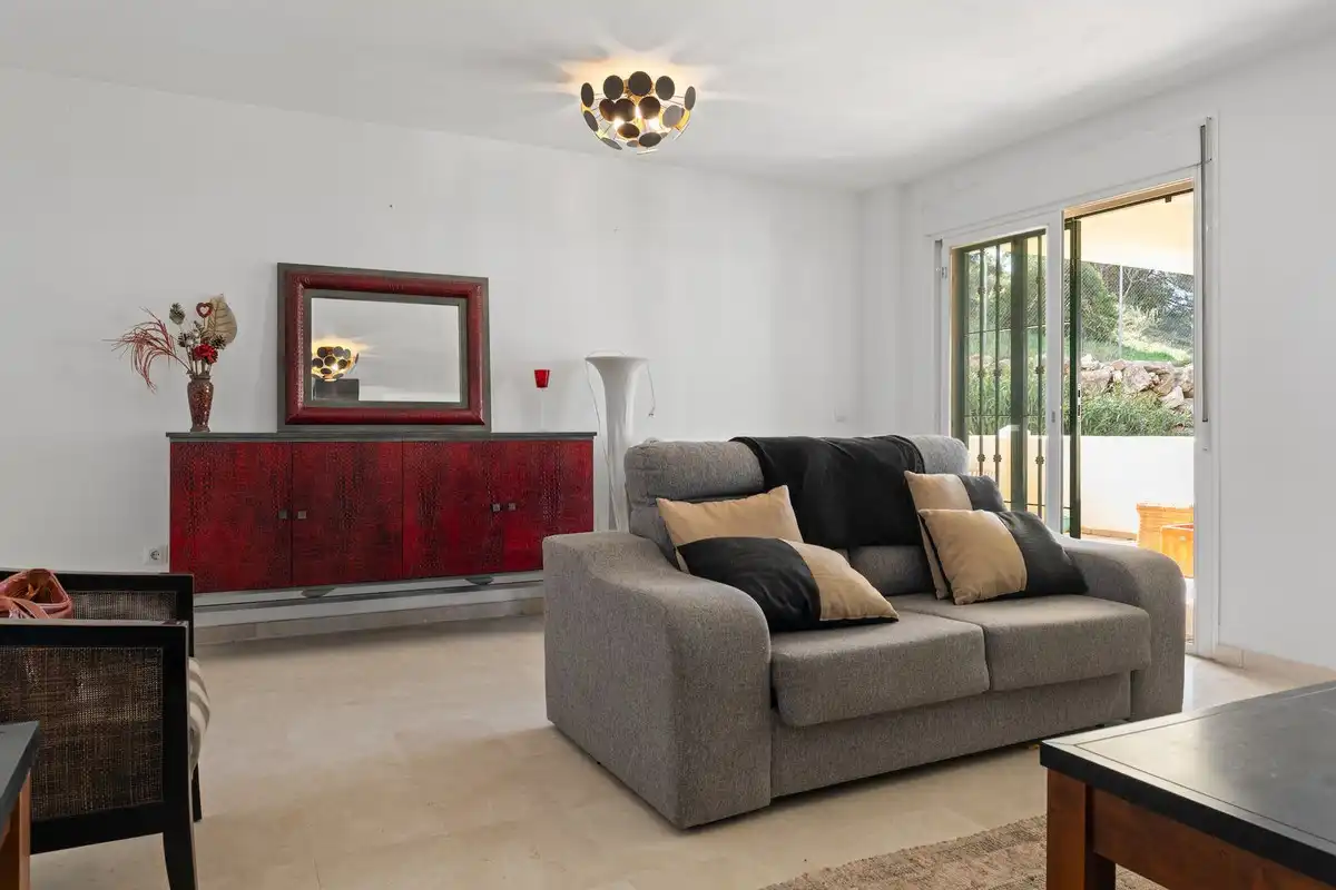 Sala de estar de Apartamento en venta en Mijas con Aire acondicionado, Jardín privado y Terraza