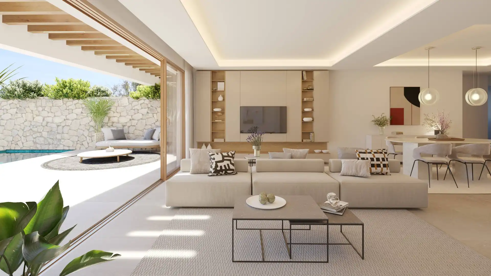 Wohnzimmer von Erdgeschoss zum Verkauf in Mijas mit Klimaanlage, Heizung und Terrasse