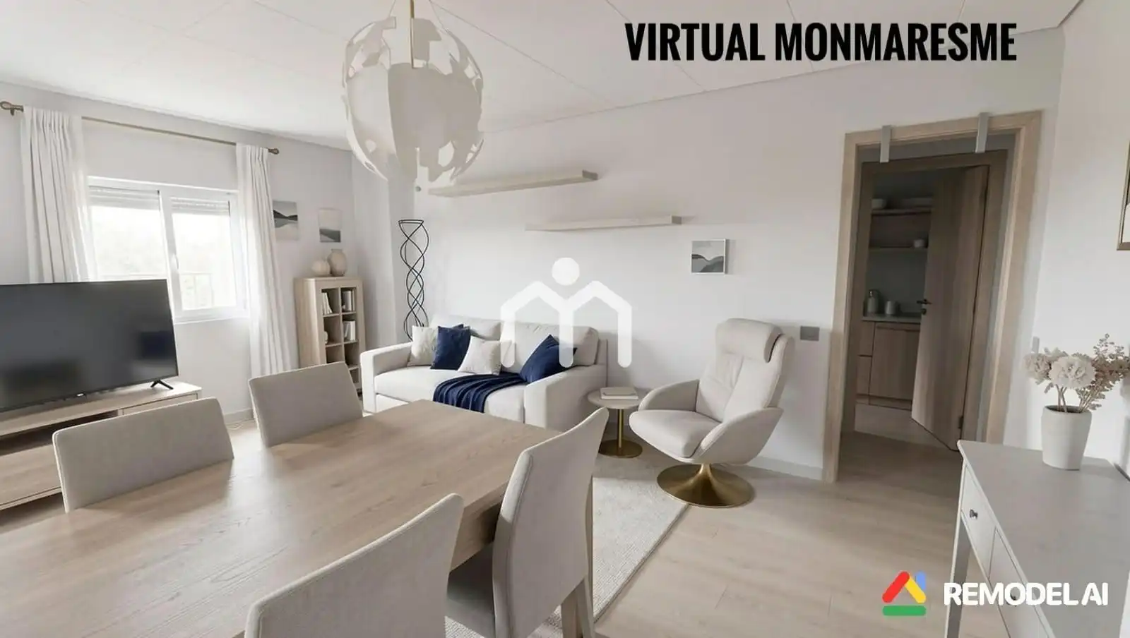 Wohnzimmer von Dachboden zum Verkauf in Montgat mit Klimaanlage und Heizung
