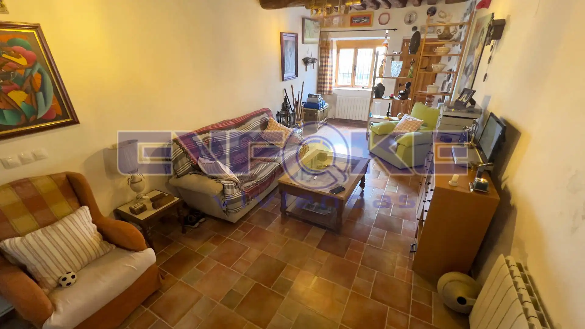 Wohnzimmer von Einfamilien-Reihenhaus zum Verkauf in Moratilla de los Meleros mit Heizung, Parkett und Möbliert