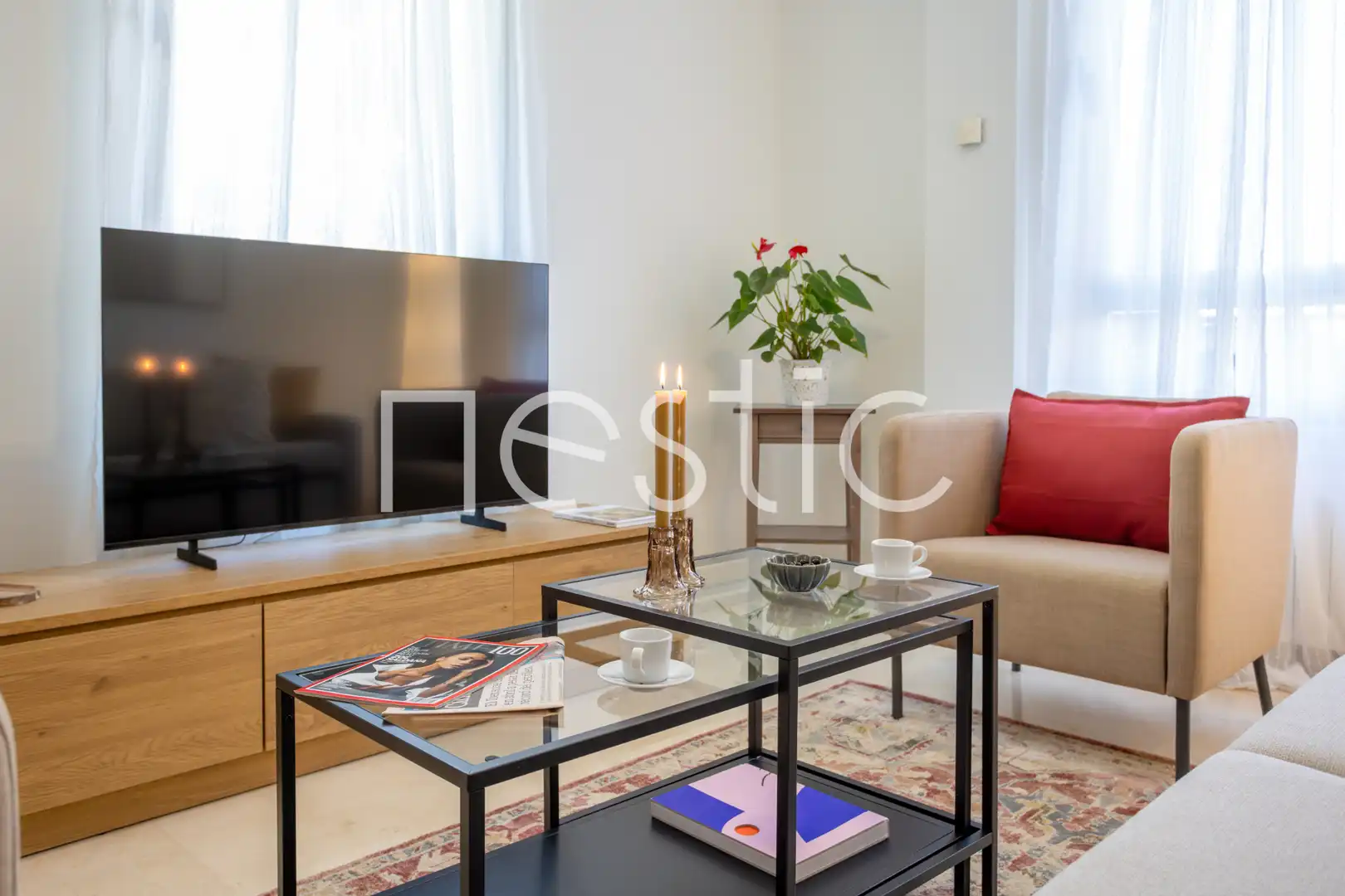 Sala de estar de Apartamento de alquiler en Madrid con Aire acondicionado, Calefacción y Terraza