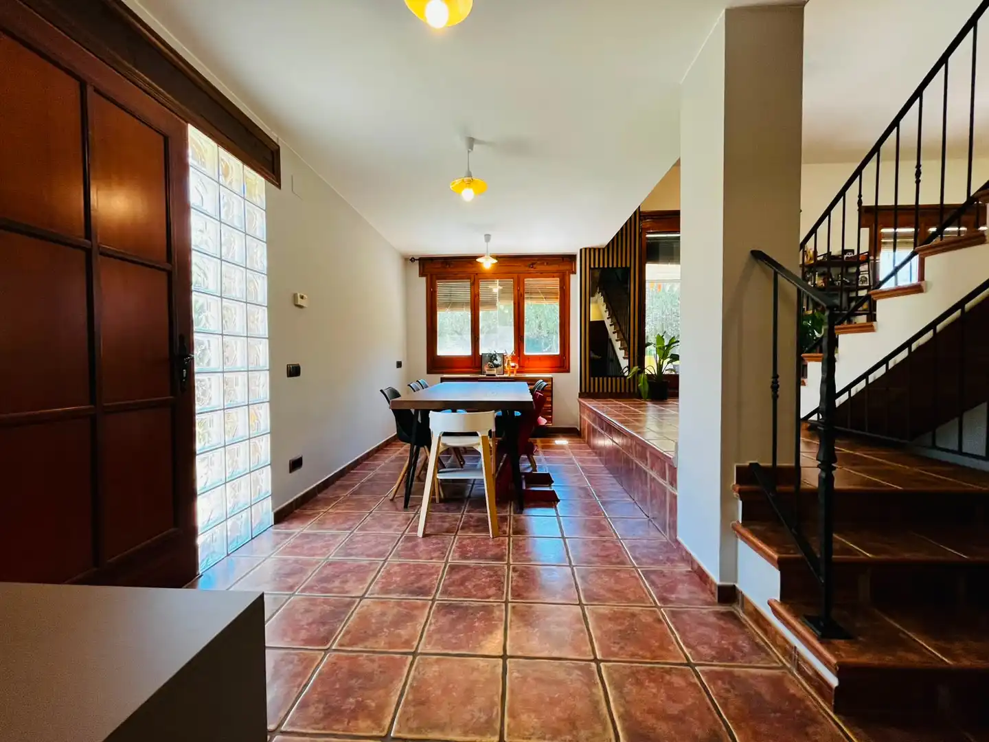 Dining room of Houses for rent in Sant Martí de Llémena  with Air Conditioner, Heating and Private garden