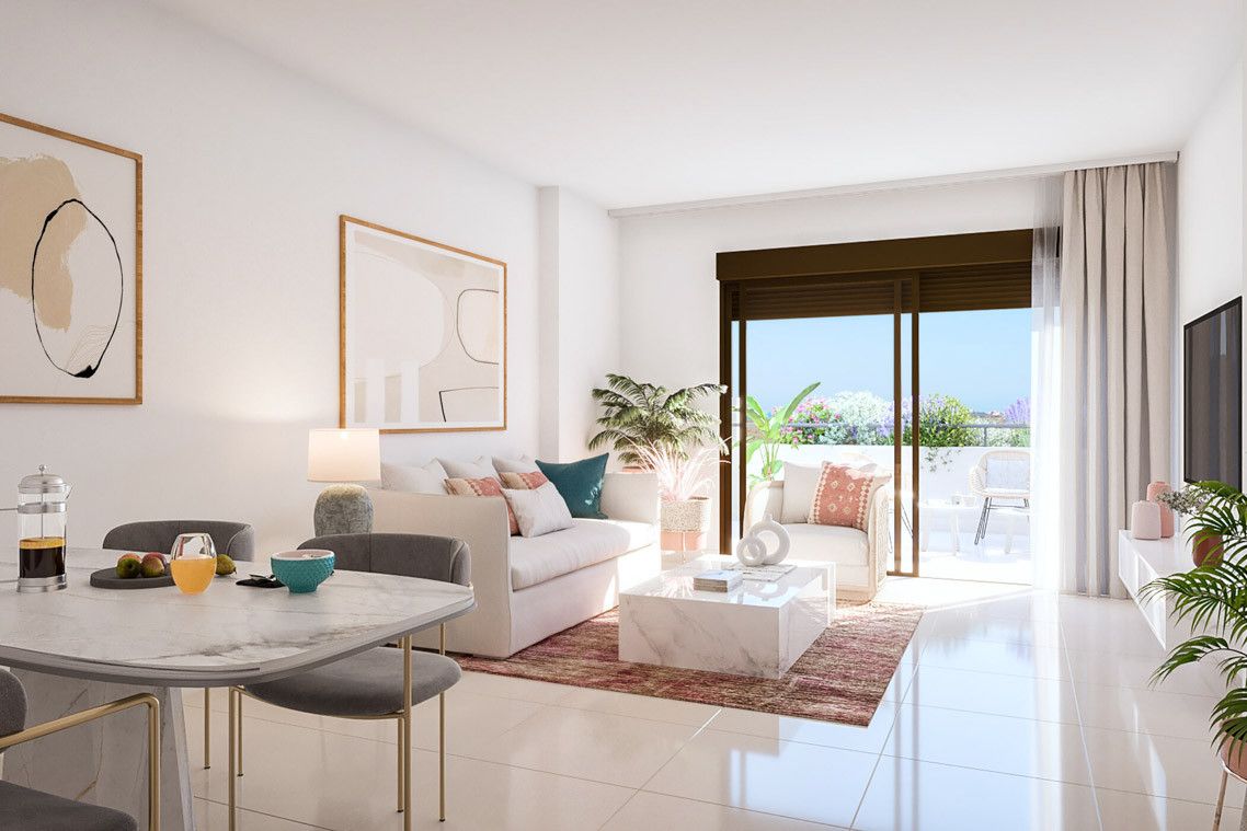 Sala d'estar de Àtic en venda en Estepona amb Aire condicionat, Terrassa i Piscina