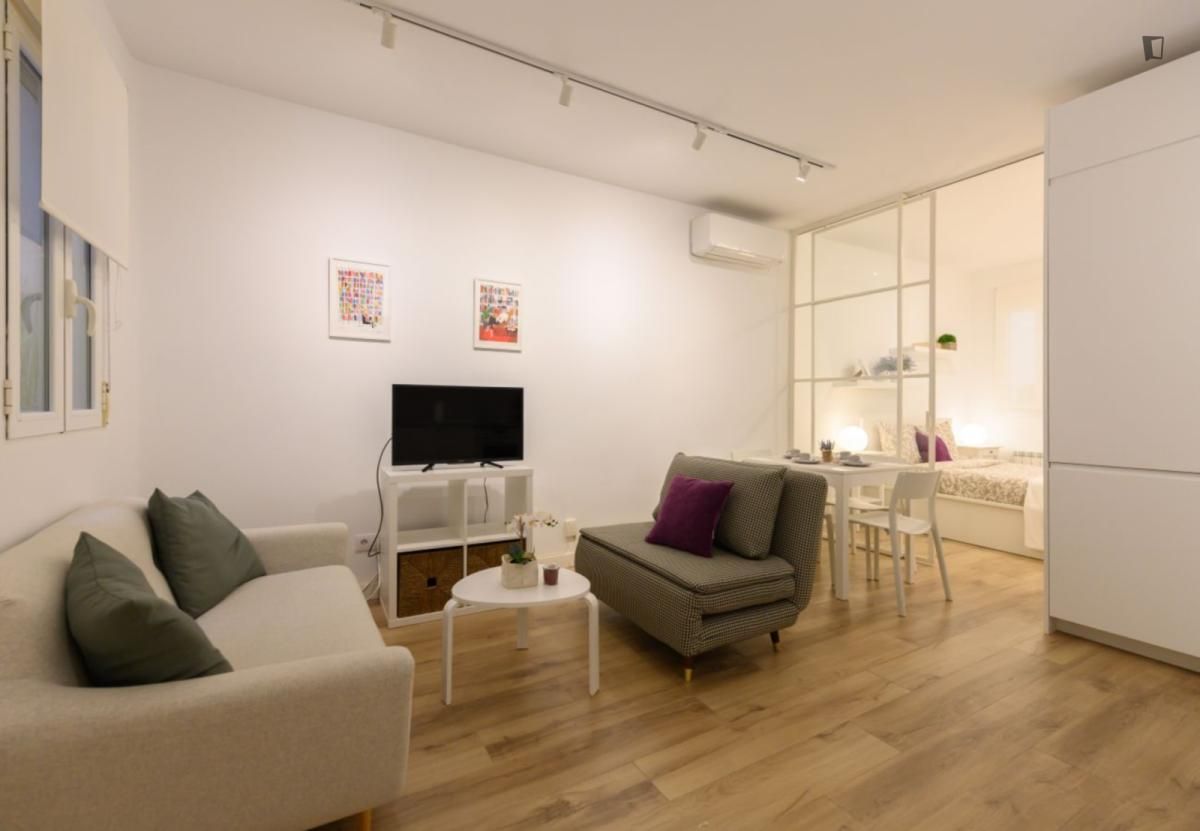 Sala de estar de Apartamento de alquiler en  Madrid Capital con Aire acondicionado, Calefacción y Amueblado