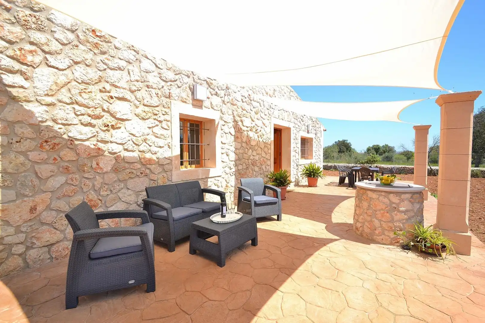 Terrace of Country homes for rent in Llubí  with Private garden, Terrace and Swimming Pool