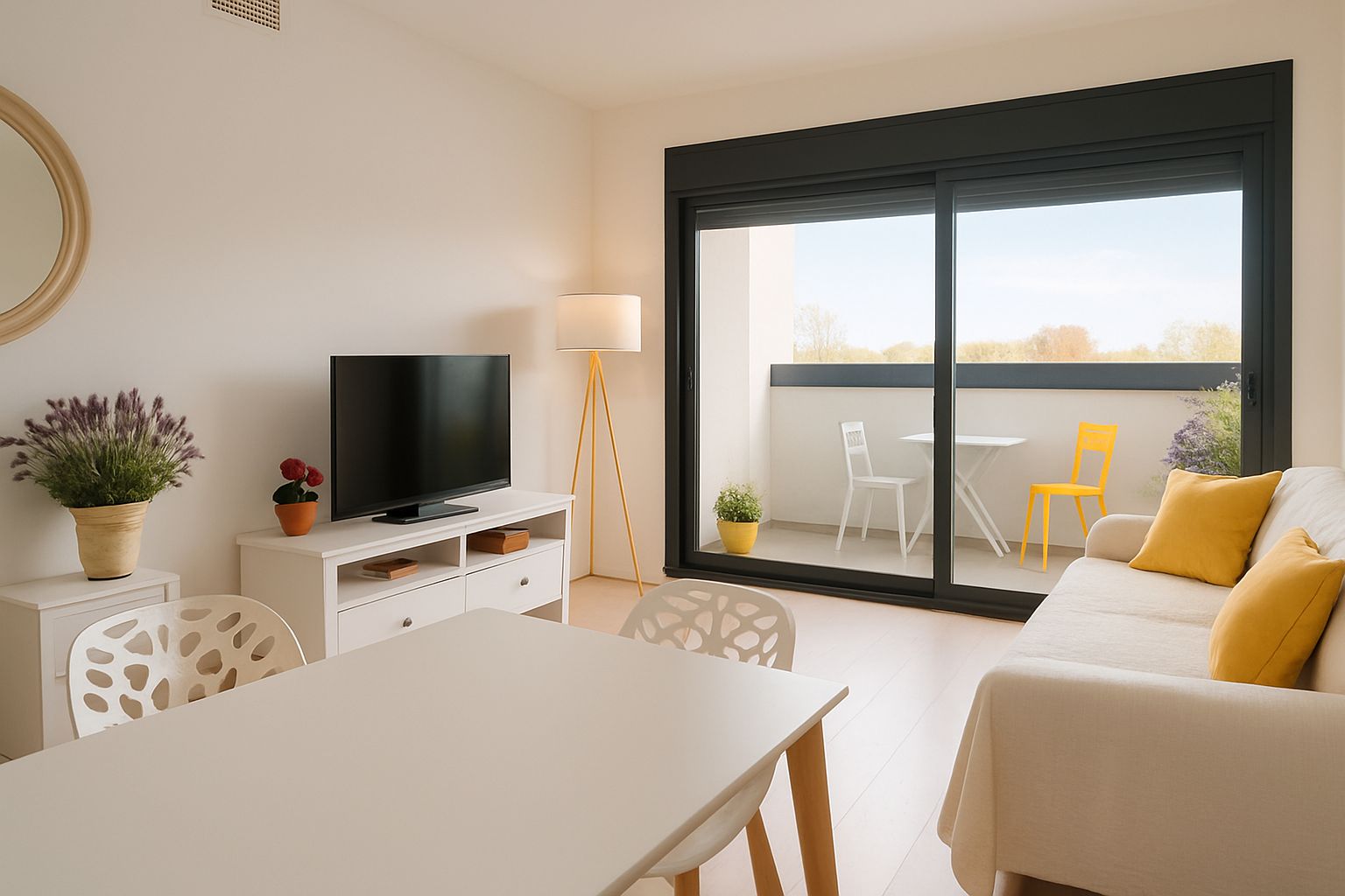 Living room of Flat for sale in Sant Adrià de Besòs  with Heating, Parquet flooring and Terrace