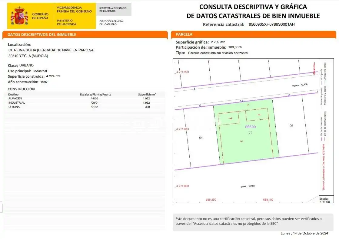 Nave industrial en venta en Yecla