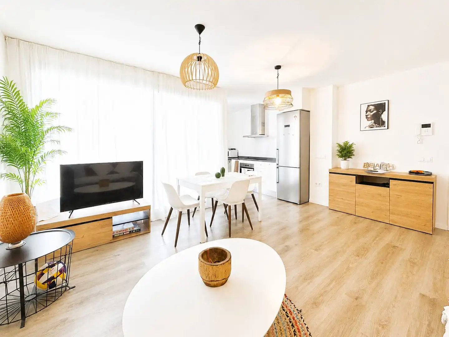 Wohnzimmer von Wohnungen zur Miete in Jávea / Xàbia mit Klimaanlage, Privatgarten und Terrasse