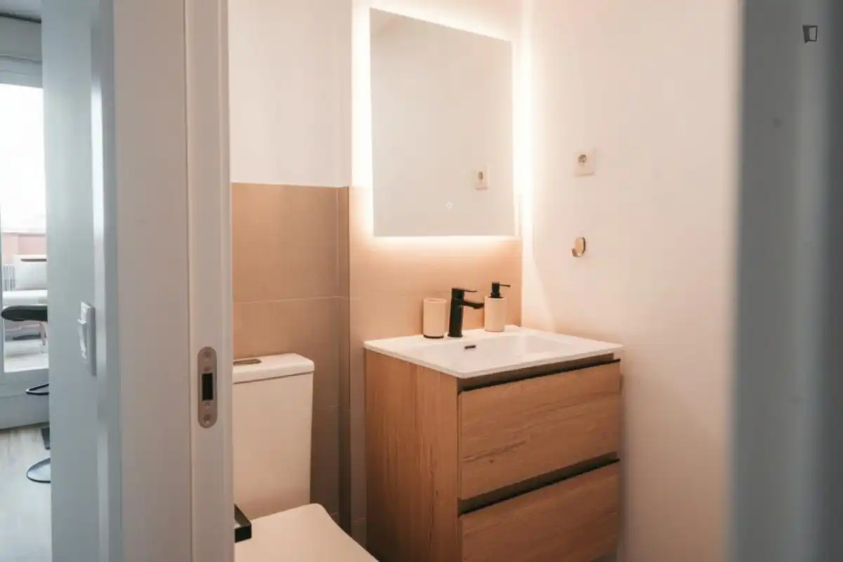 Baño de Estudio de alquiler en Madrid con Aire acondicionado, Calefacción y Amueblado