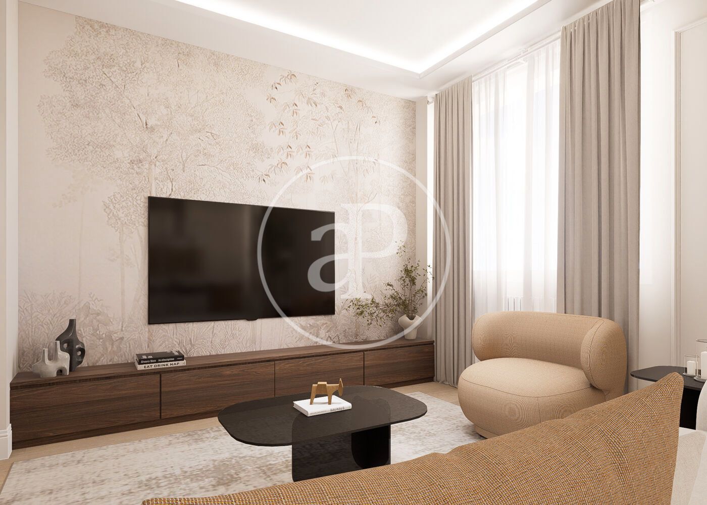 Sala d'estar de Pis en venda en  Madrid Capital amb Aire condicionat, Calefacció i Moblat