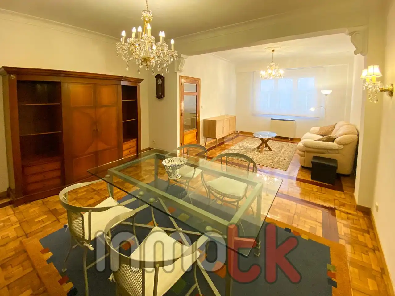 Living room of Flat for rent in A Coruña Capital   with Heating, Parquet flooring and Furnished