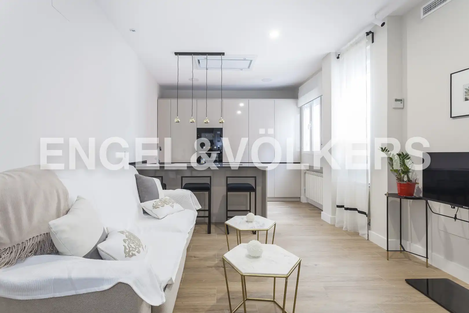 Living room of Flat for rent in Madrid  with Air Conditioner, Heating and Furnished