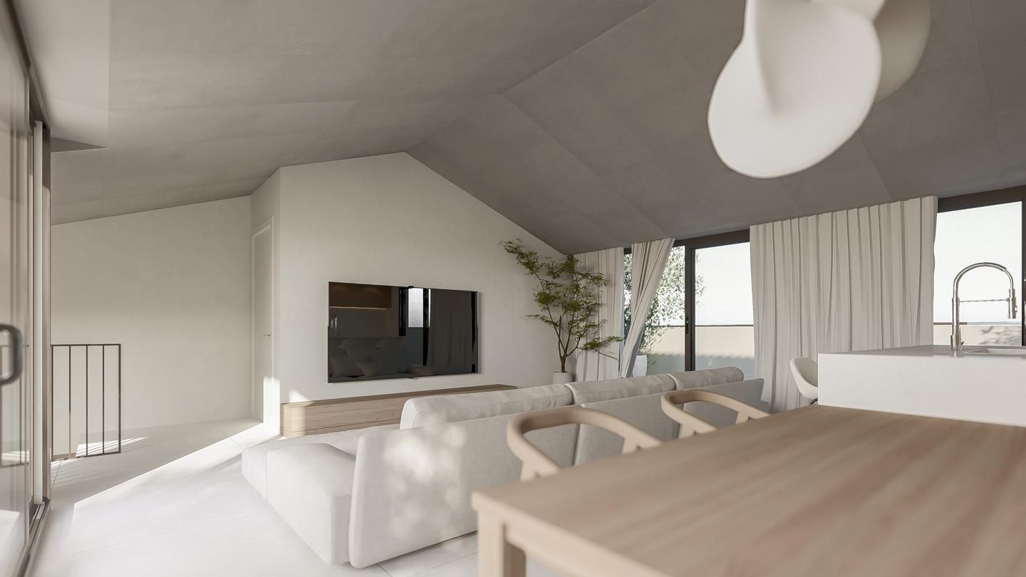 Sala de estar de Ático en venta en Teià con Aire acondicionado, Parquet y Terraza
