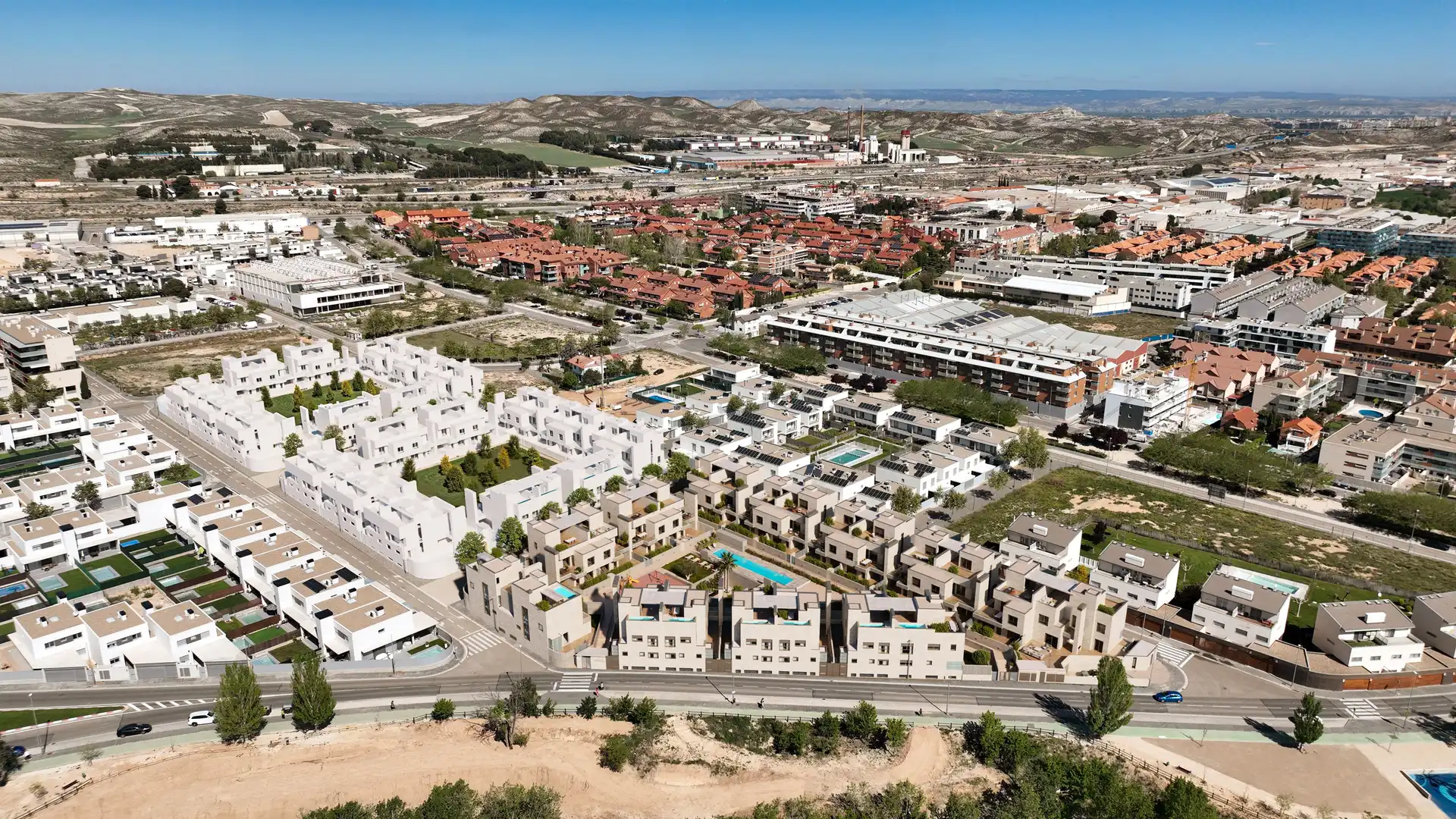 Vista exterior de Casa adosada en venta en Cuarte de Huerva con Calefacción, Jardín privado y Terraza