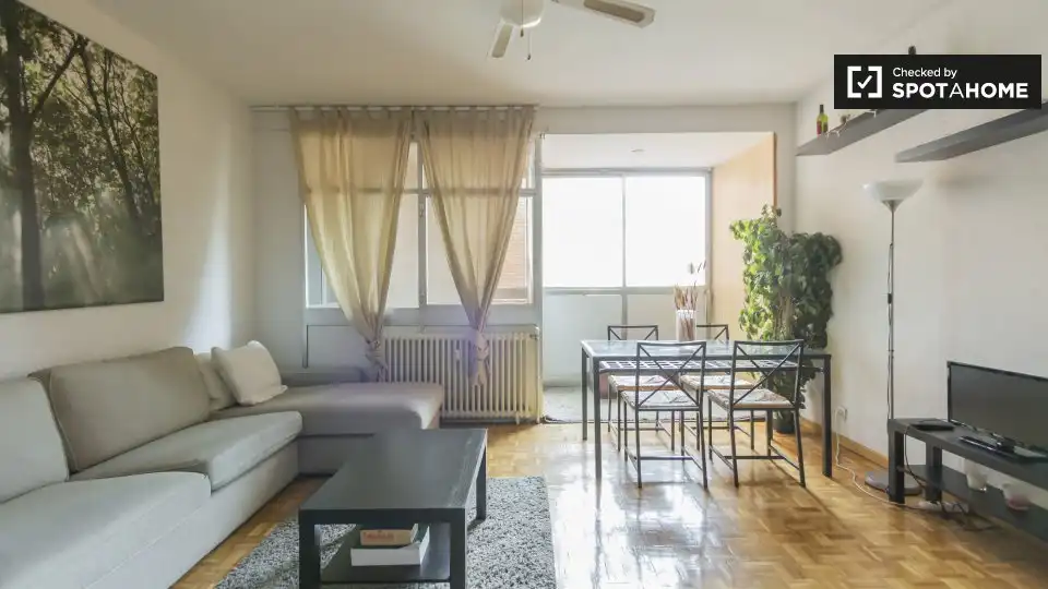 Living room of Flat for rent in Madrid  with Air Conditioner, Heating and Furnished