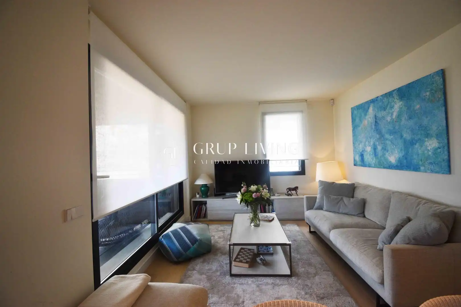 Wohnzimmer von Wohnung zur Miete in Sitges mit Heizung, Privatgarten und Parkett