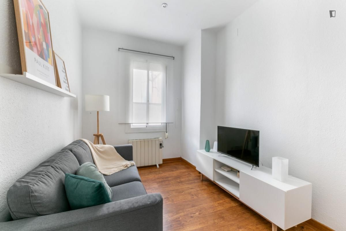 Sala d'estar de Apartament de lloguer en  Barcelona Capital amb Aire condicionat, Calefacció i Moblat