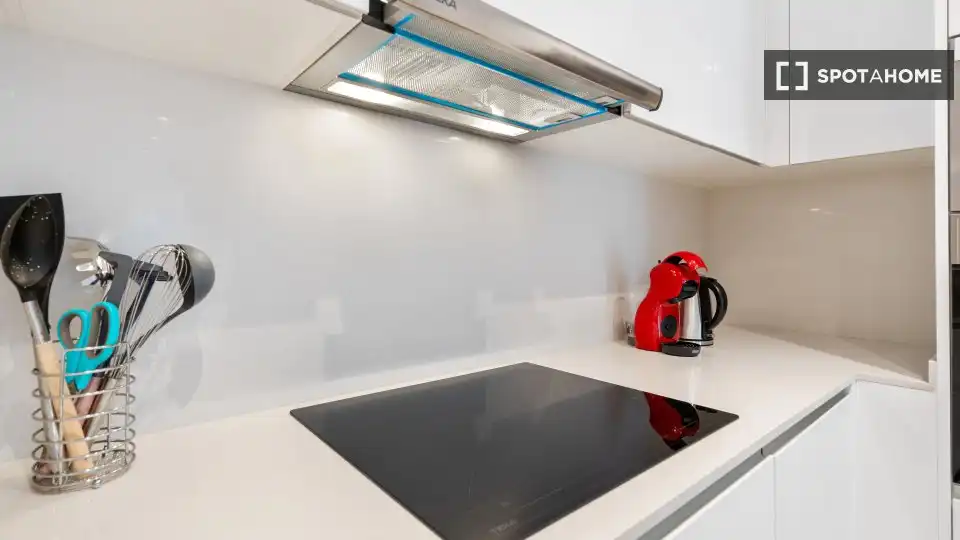 Cocina de Apartamento para compartir en Barcelona con Aire acondicionado, Terraza y Amueblado