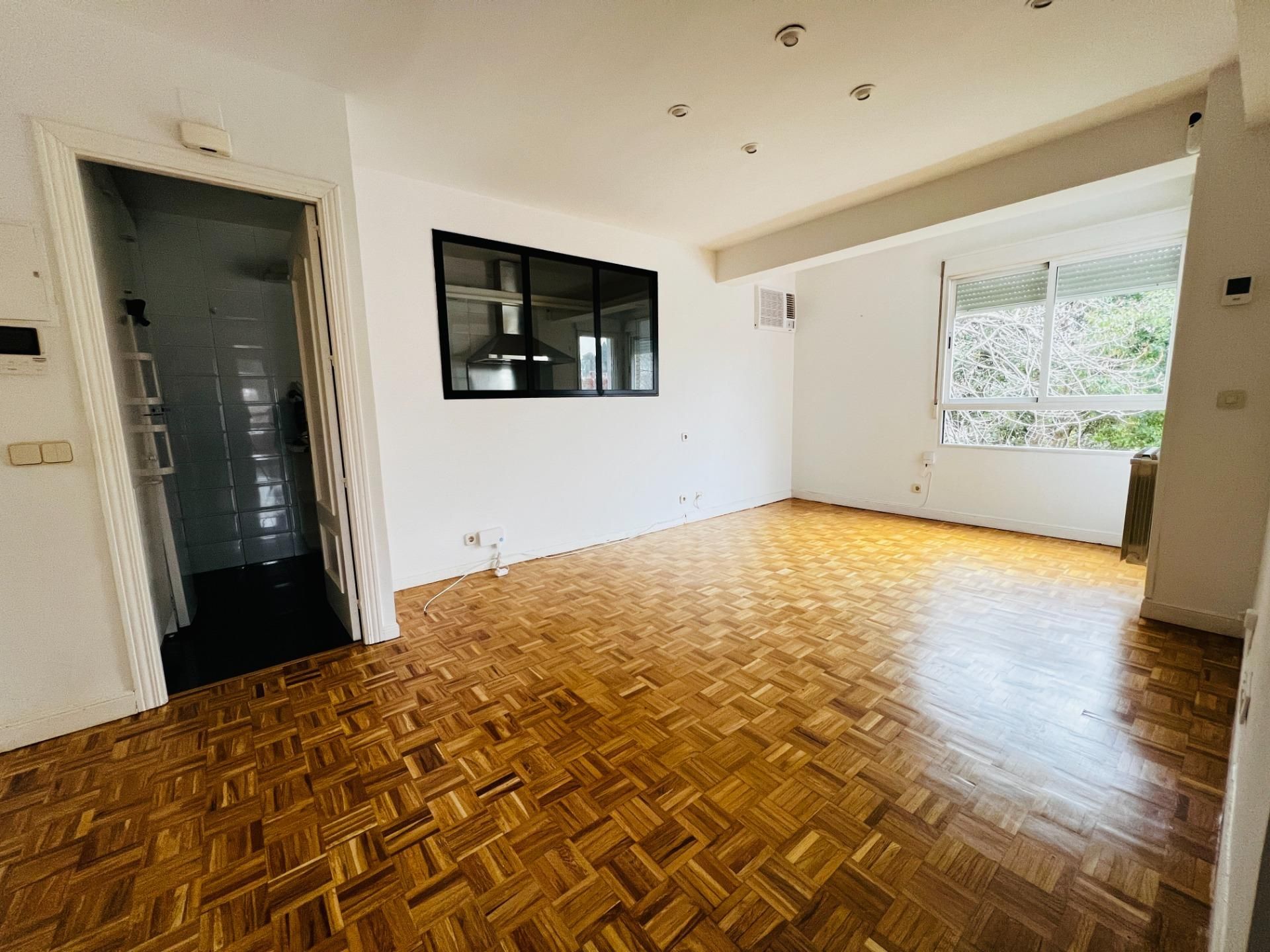 Living room of Flat to rent in  Madrid Capital  with Air Conditioner, Parquet flooring and Terrace