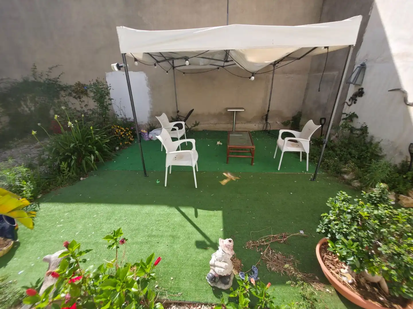 Terrasse von Einfamilien-Reihenhaus zum Verkauf in Ondara mit Privatgarten, Abstellraum und Schwimmbad