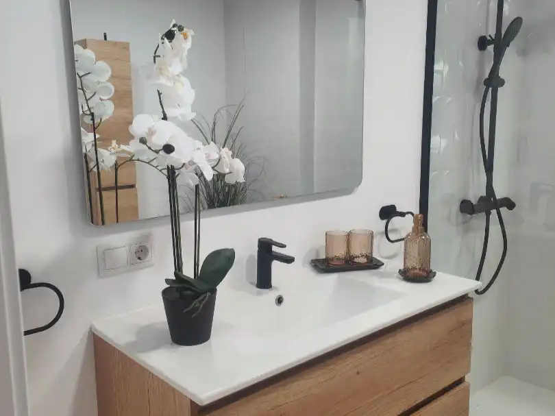 Badezimmer von Wohnungen zum Verkauf in Roquetas de Mar mit Klimaanlage und Terrasse