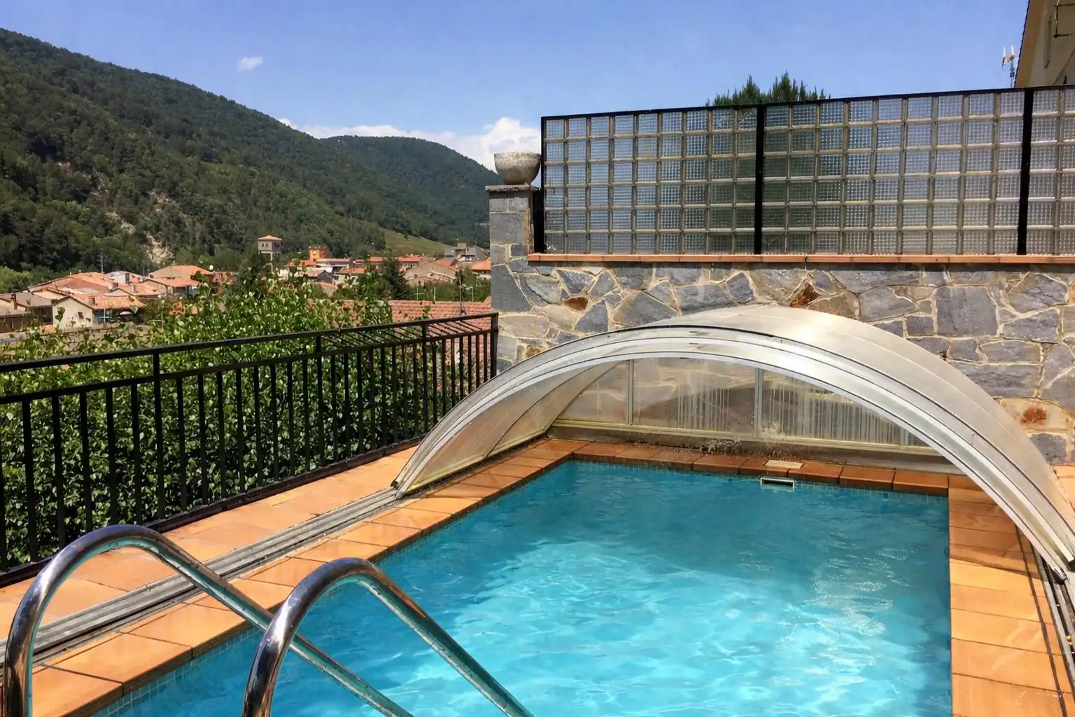 Swimming pool of Detached homes for sale in Sant Pau de Segúries  with Heating, Parquet flooring and Terrace