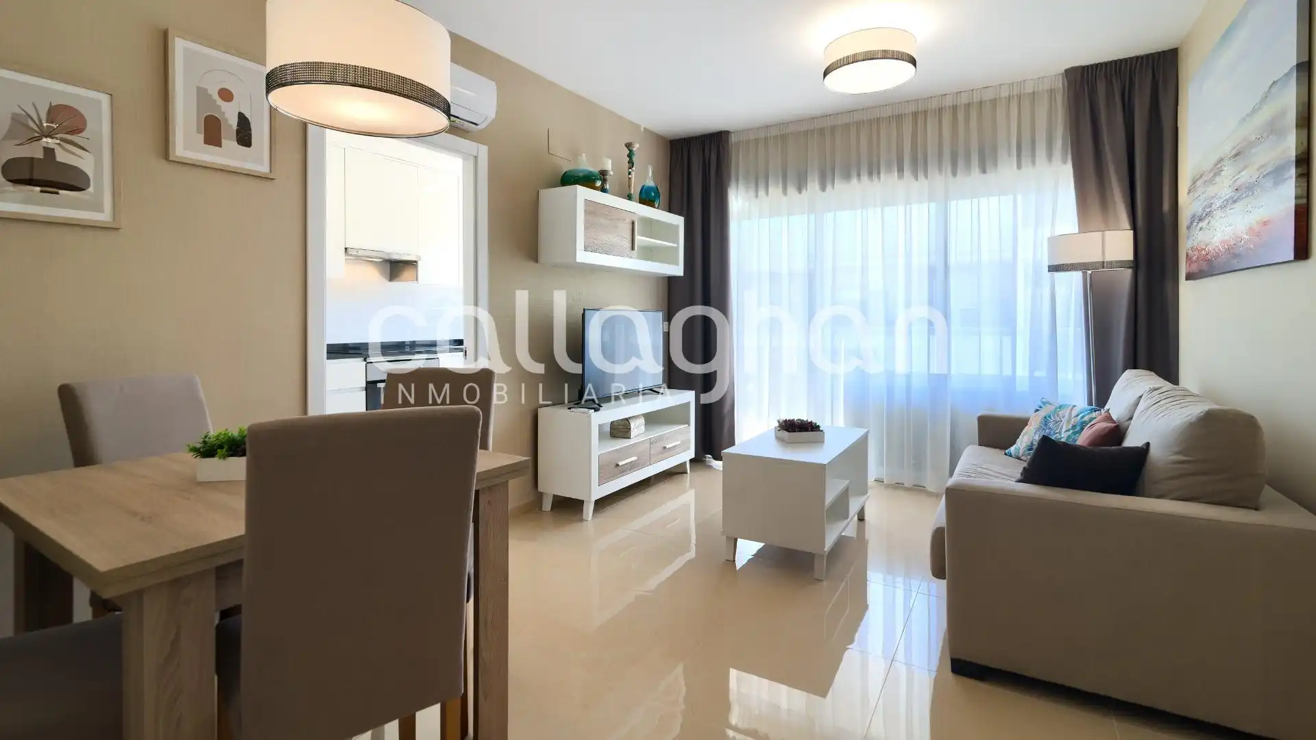 Sala de estar de Piso en venta en Oropesa del Mar / Orpesa con Aire acondicionado, Calefacción y Jardín privado