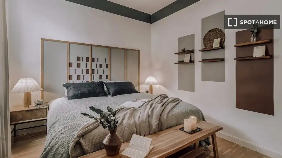 Bedroom of Apartments for share in Madrid  with Air Conditioner, Terrace and Furnished