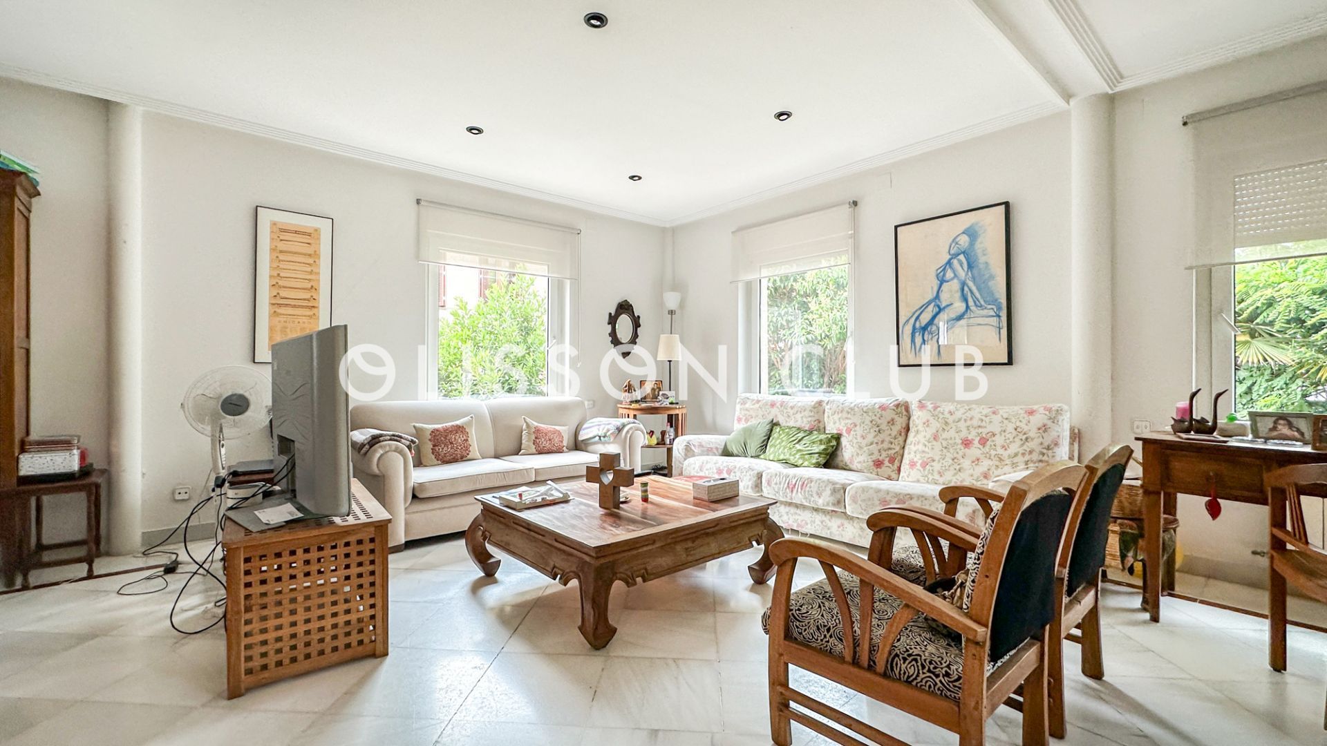 Living room of House or chalet for sale in  Madrid Capital  with Heating, Private garden and Terrace
