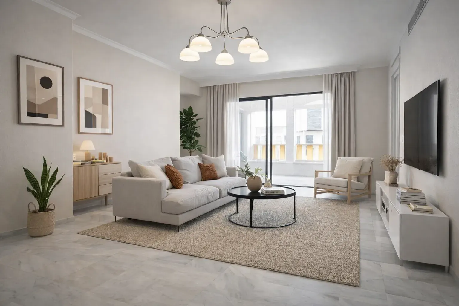 Wohnzimmer von Wohnung zum Verkauf in Marbella mit Heizung, Privatgarten und Terrasse