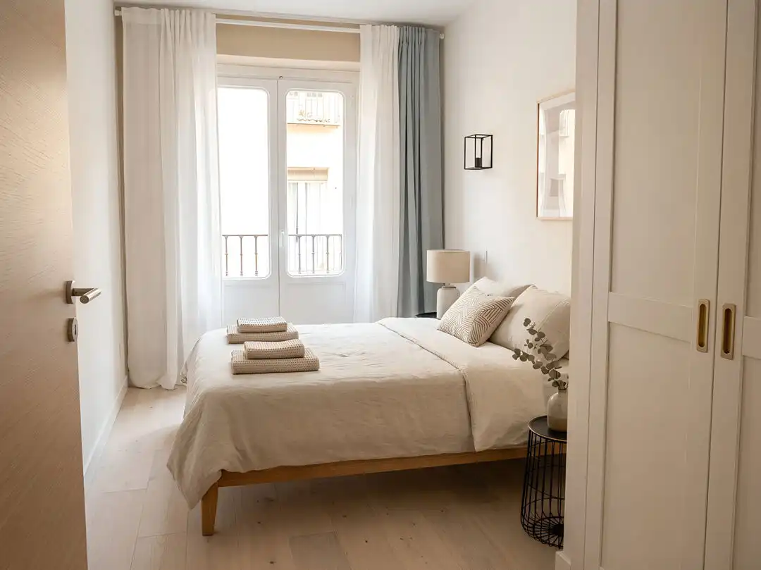 Bedroom of Flat for sale in Madrid  with Air Conditioner, Heating and Balcony