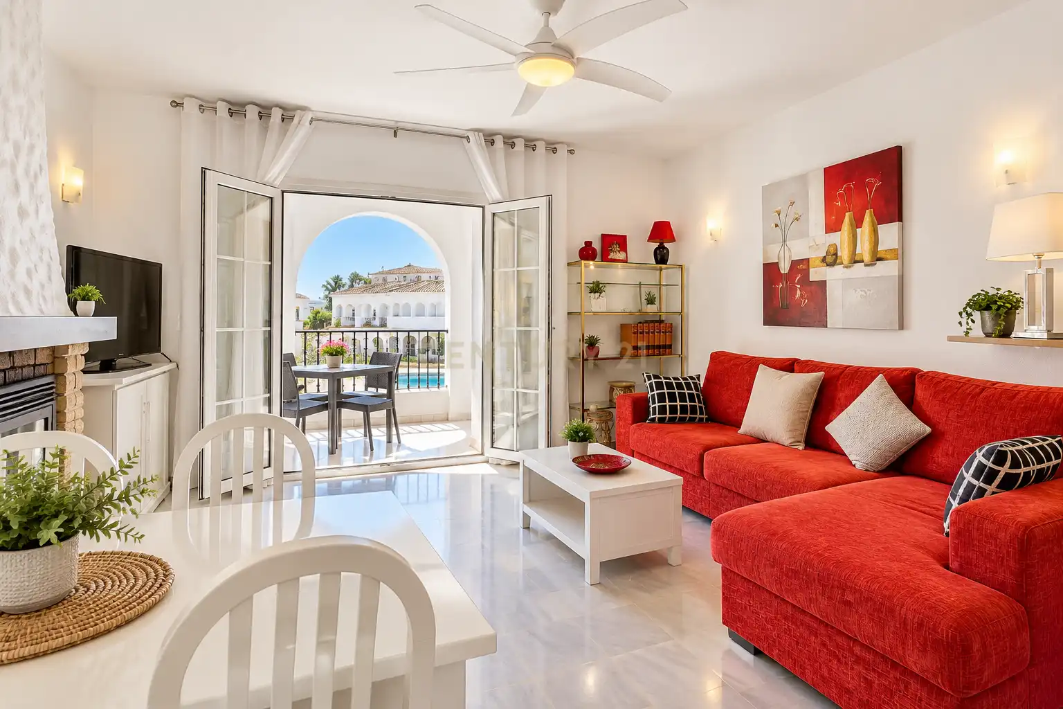 Sala d'estar de Apartament en venda en Benalmádena amb Aire condicionat i Piscina
