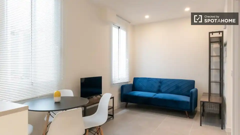 Sala de estar de Estudio para compartir en Madrid con Aire acondicionado, Calefacción y Terraza