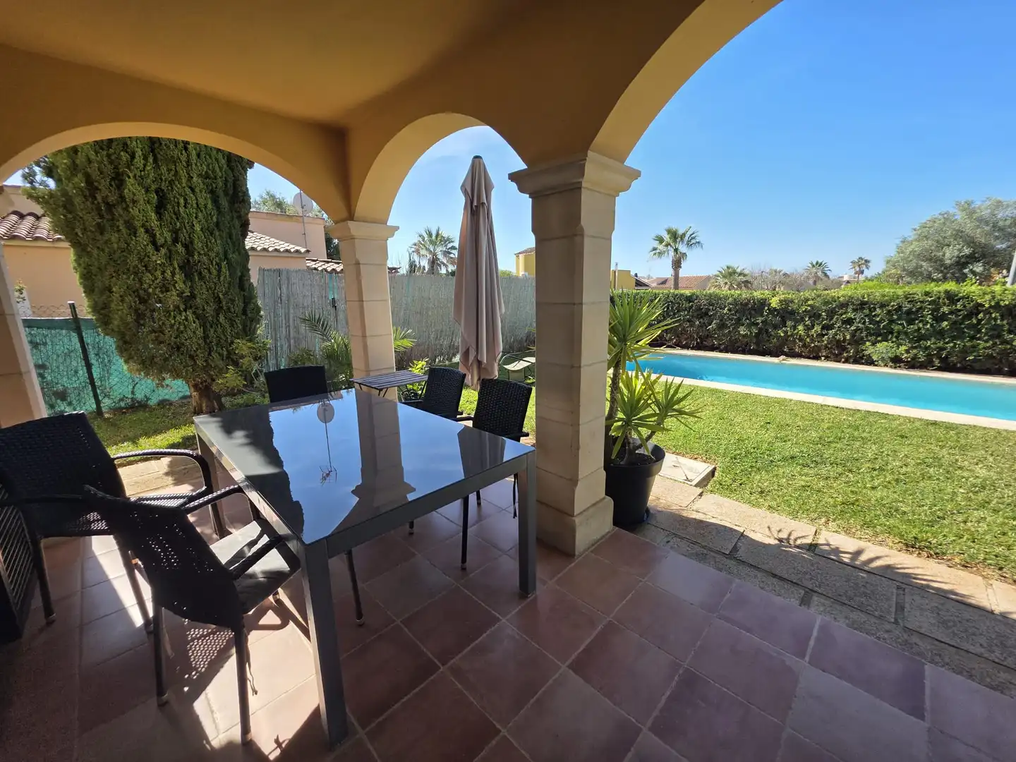 Terraza de Finca rústica en venta en Campos con Aire acondicionado, Calefacción y Piscina