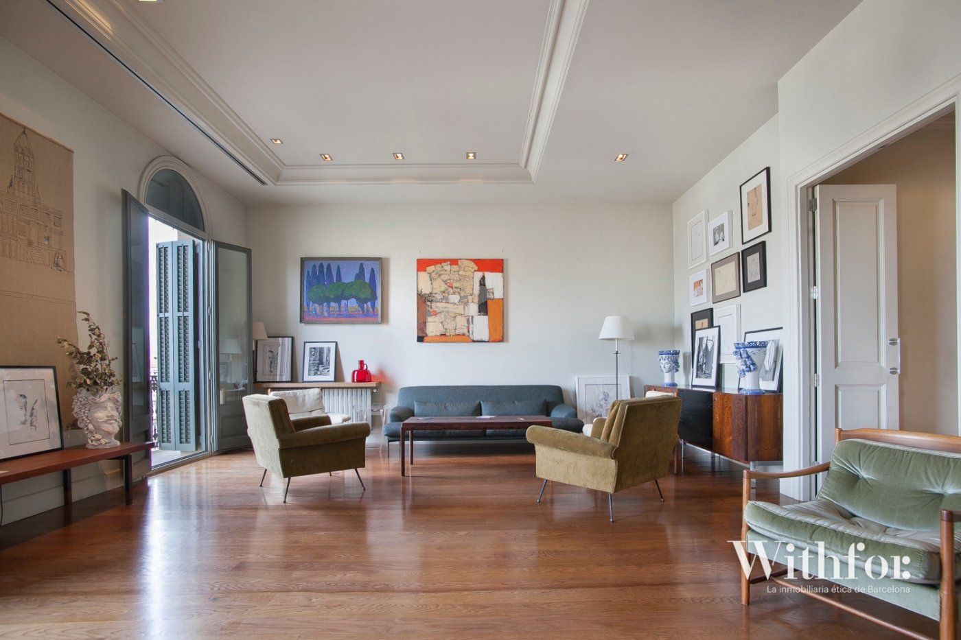 Sala de estar de Piso de alquiler en  Barcelona Capital con Aire acondicionado, Calefacción y Parquet